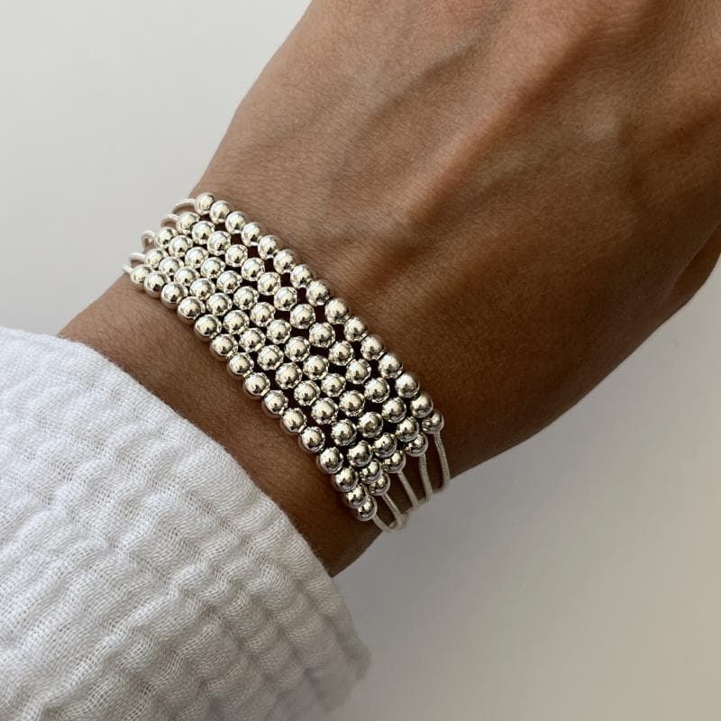 دستبند گوی چند لاین آبکاری نقره