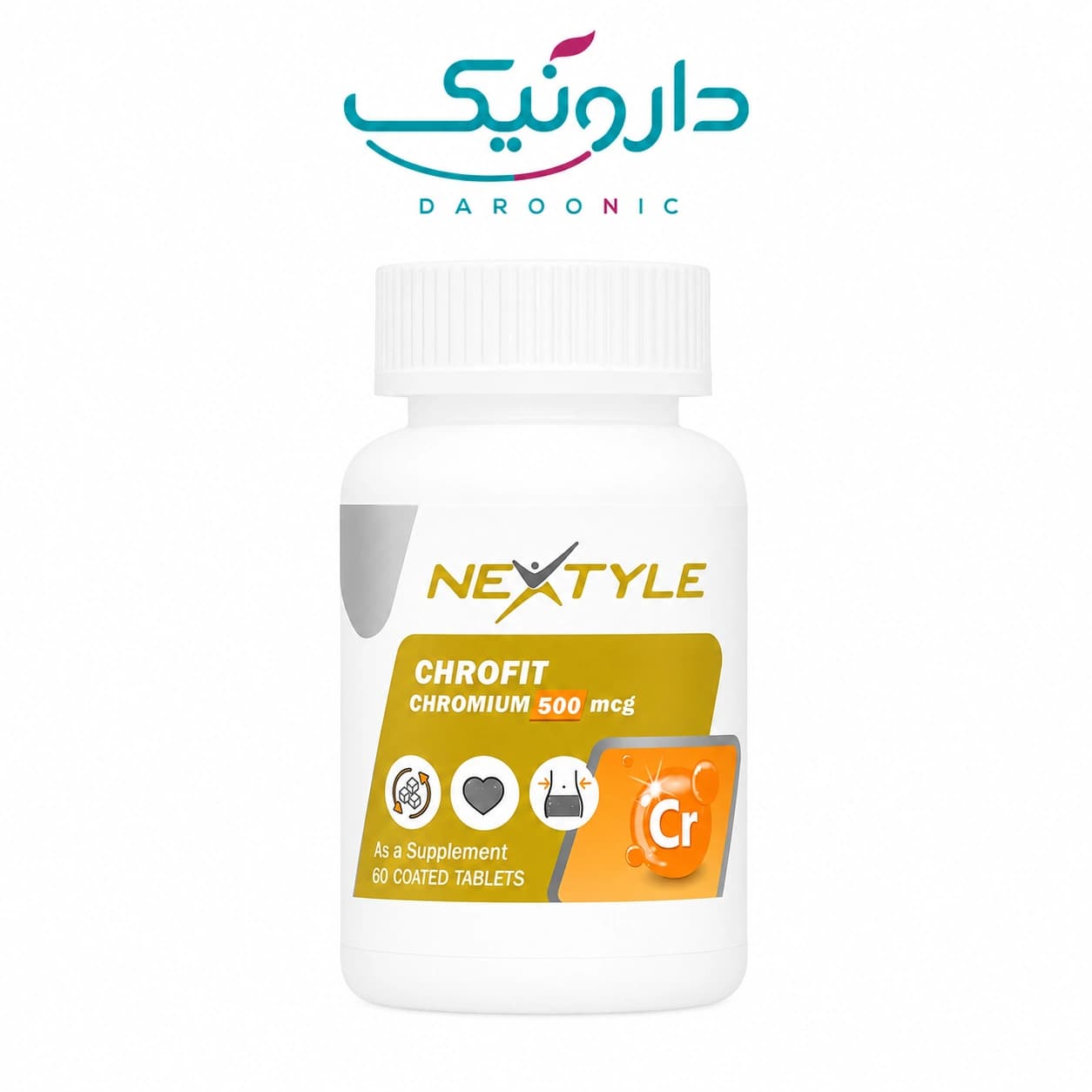 قرص کروم 500 میکروگرم نکستایل 60 عدد Nextyle Chromium 500 mcg