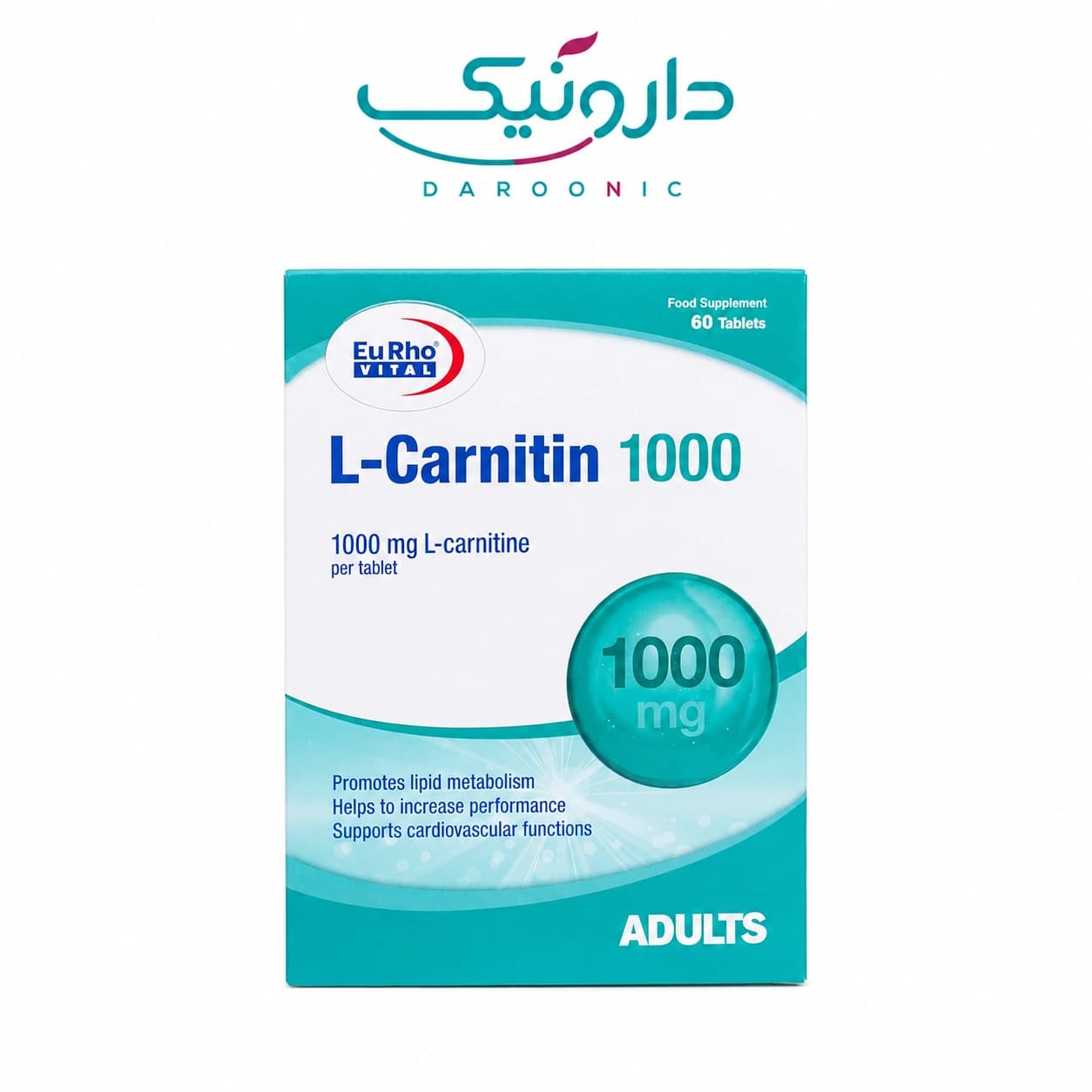 قرص ال کارنیتین 1000 یوروویتال 60 عددی EuRho Vital L-Carnitin 1000 mg 60 Tablets