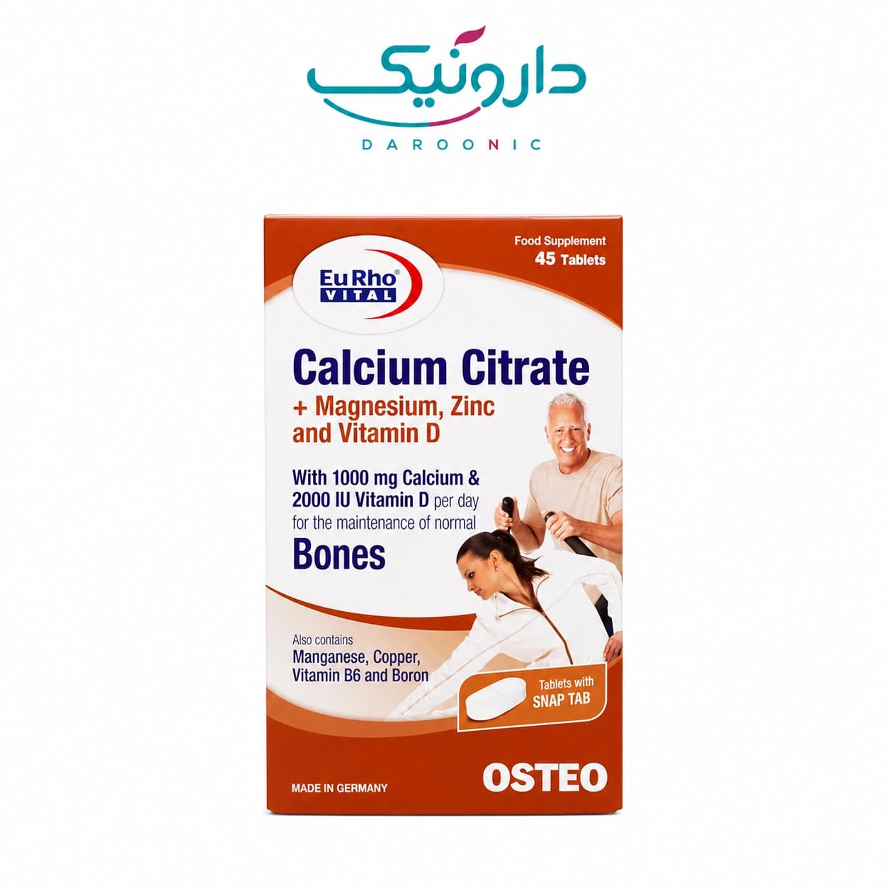 قرص کلسیم سیترات یوروویتال 45 عددی EuRho Vital Calcium Citrate 45 Tablets