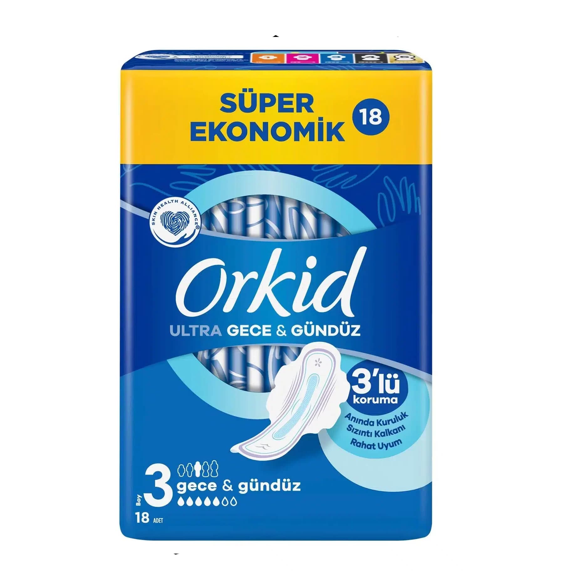 نوار بهداشتی ارکید Orkid سایز 3 شب و روز بسته 18 عددی