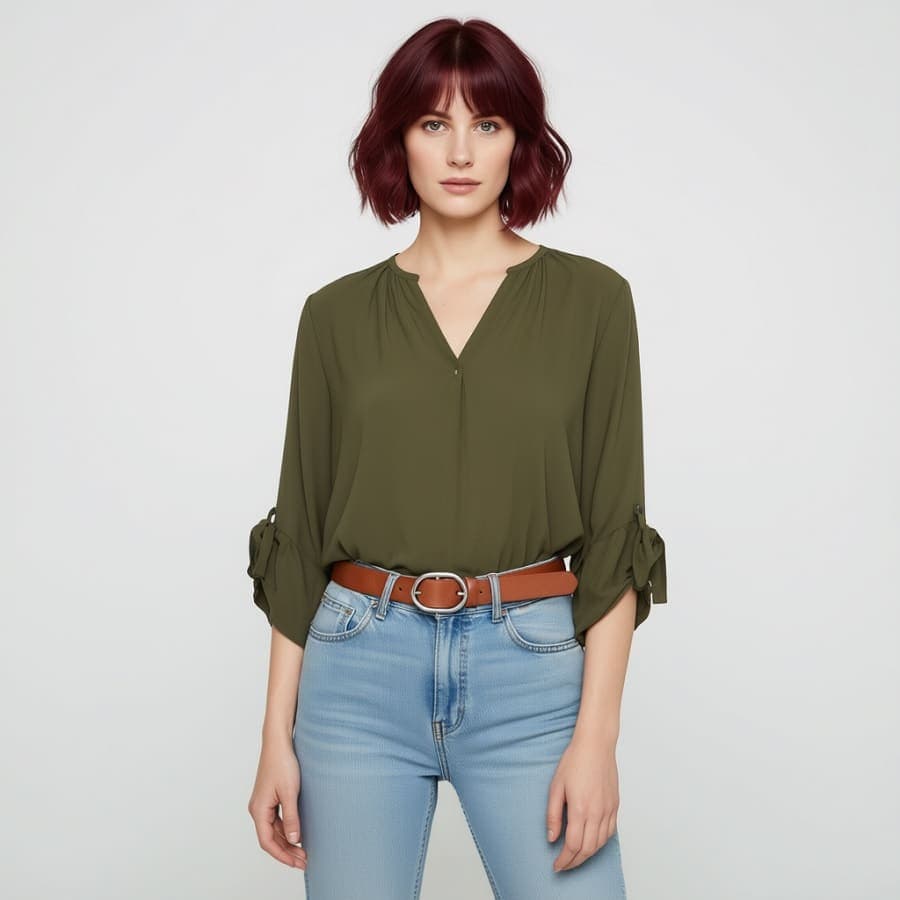 کمربند چرم طبیعی بوفالو زنانه برند آپ تو فشن آلمان رنگ قهوه ای 3-834979 Up2Fashion — تصویر ۲