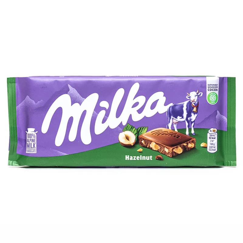 شکلات تخته‌ای فندقی میلکا ۹۰ گرمی