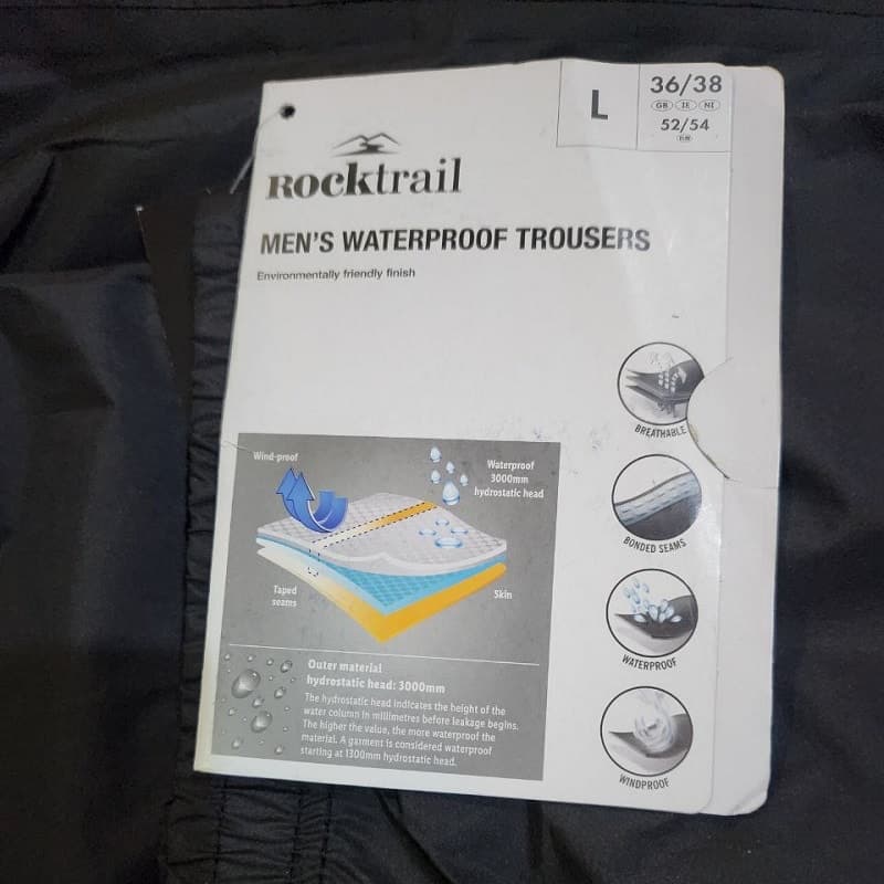 شلوار بارانی مردانه راک تریل آلمانی ضدآب و ضدباد مشکی 418397 ROCKTRAIL — تصویر ۴