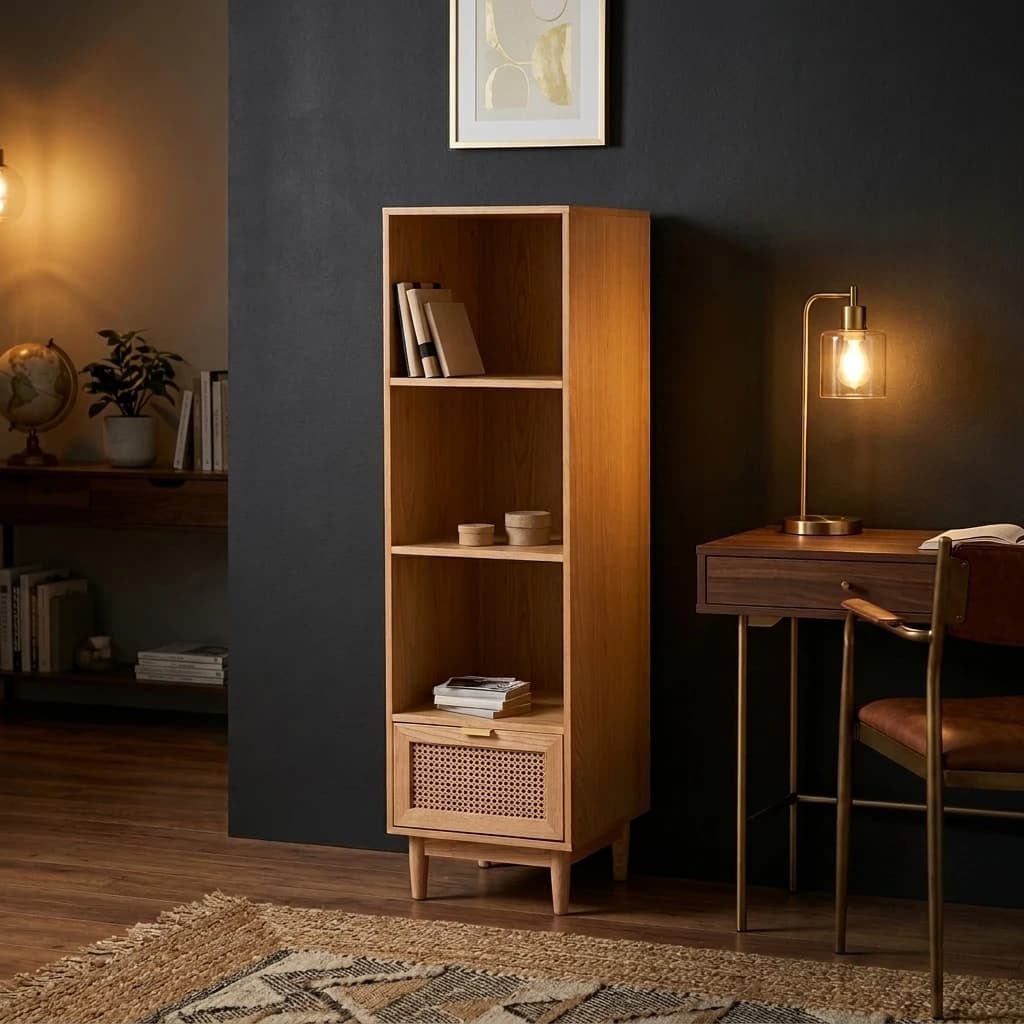 کتابخانه چوبی حصیری مدل بهراد مبلمان فرنا مدل 1123429 — تصویر ۲