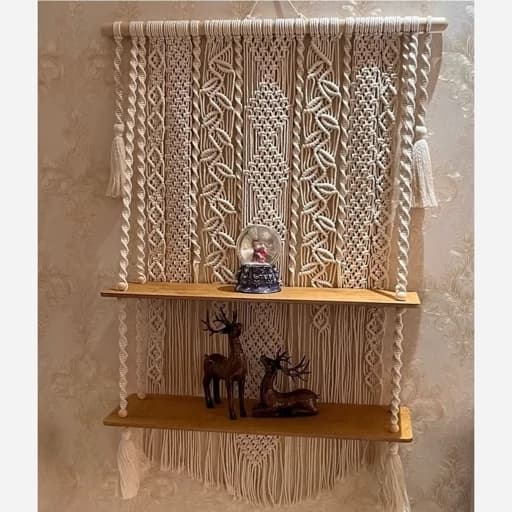 شلف چوبی دکوری مکرومه طرح لاکچری مبلمان فرنا مدل 1123240