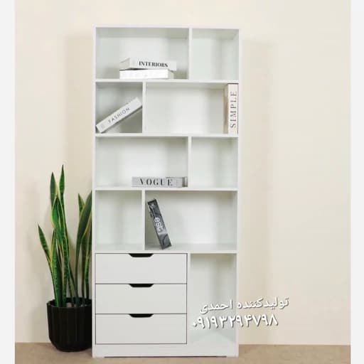 کتابخانه کشودار سفید کلاسیک مبلمان فرنا مدل 1123222