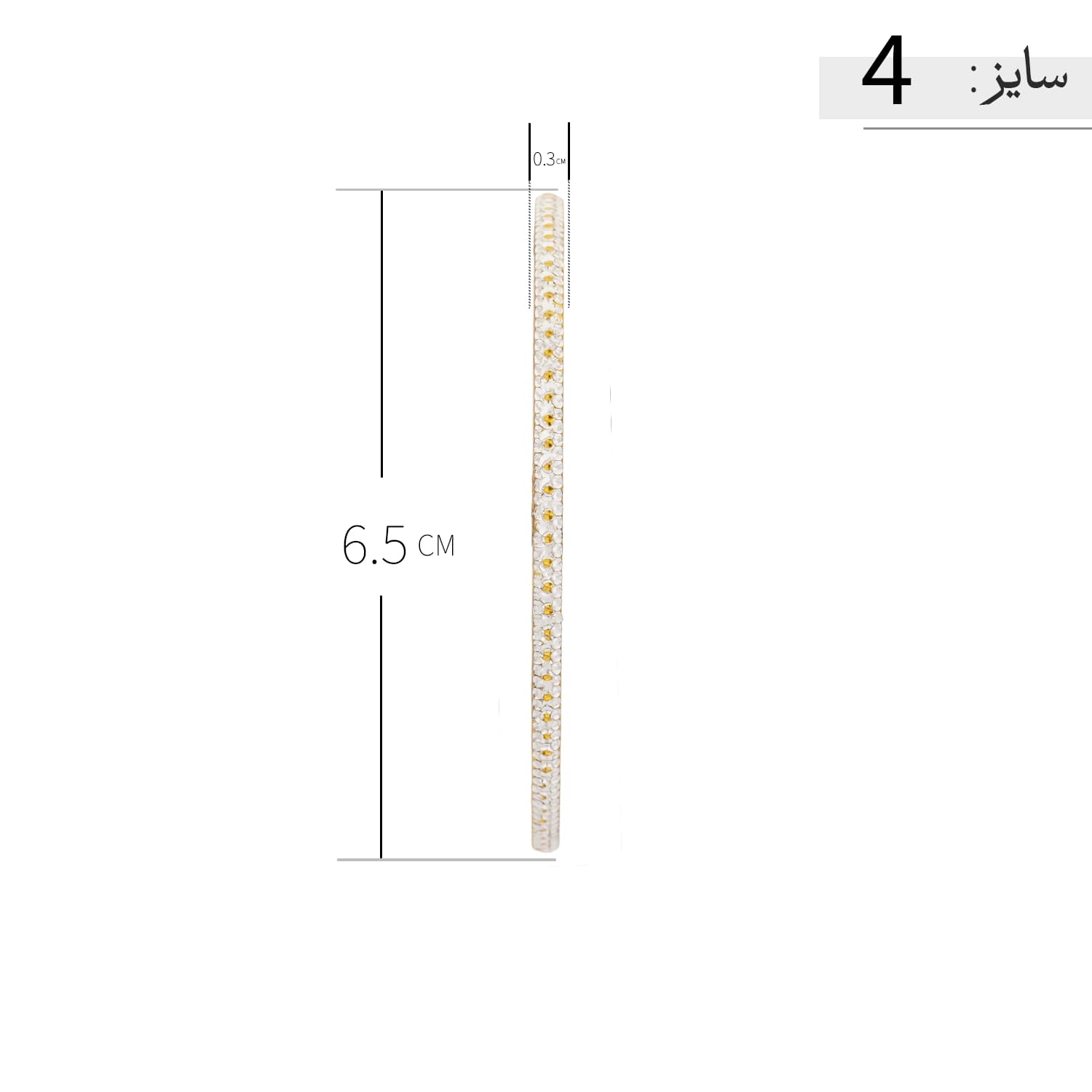 النگو نقره زنانه باریک دو رنگ طرح دانه‌ای عیار 925 — تصویر ۶