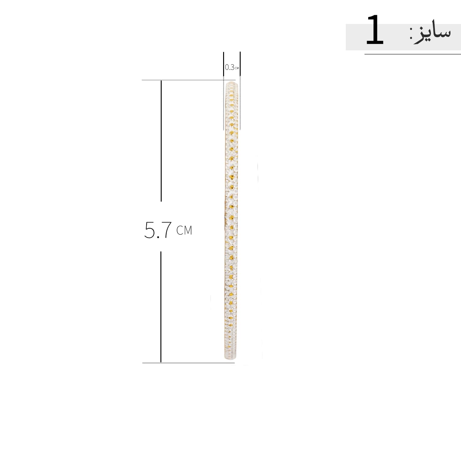 النگو نقره زنانه باریک دو رنگ طرح دانه‌ای عیار 925 — تصویر ۵