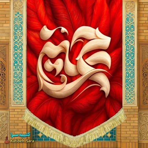کتیبه مخمل عمودی طرح پر حسین
