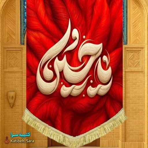 کتیبه مخمل عمودی طرح پر یا حسین