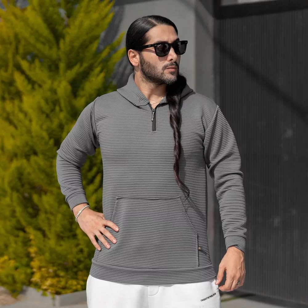 هودی نیم زیپ مردانه کد 27940 — تصویر ۷
