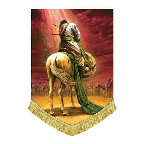کتیبه مخمل عمودی نقاشی شهادت امام حسین(ع)