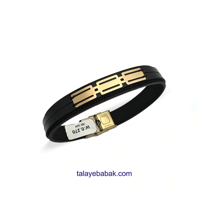 دستبند چرم و طلا DM071