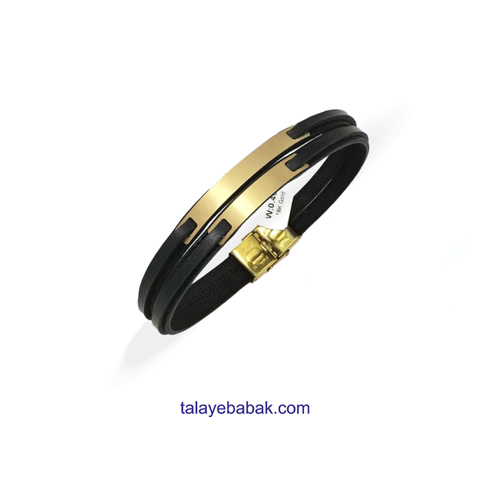 دستبند چرم و طلا DM031