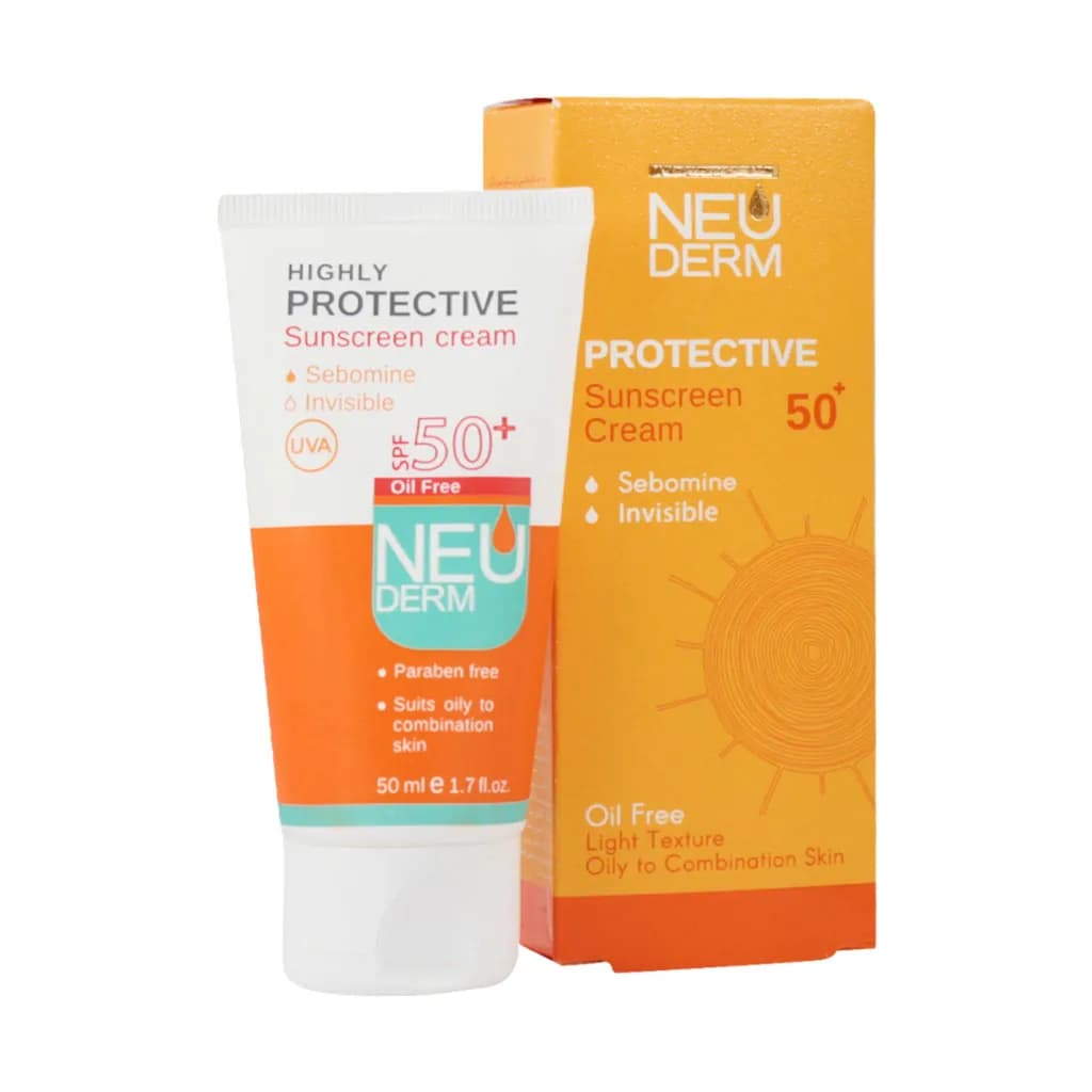 کرم ضد آفتاب فاقد چربی هایلی پروتکتیو نئودرم ⁺SPF50 مناسب پوست های مختلط و چرب ( بی رنگ )