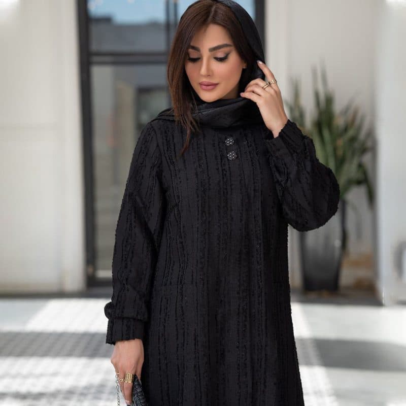 مانتو بلند مشکی زنانه مدل بژیو — تصویر ۲