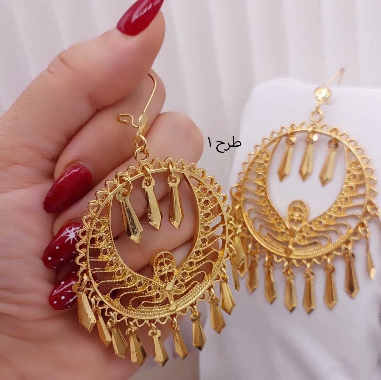 گوشواره آویز بحرینی طرح طلا جدید