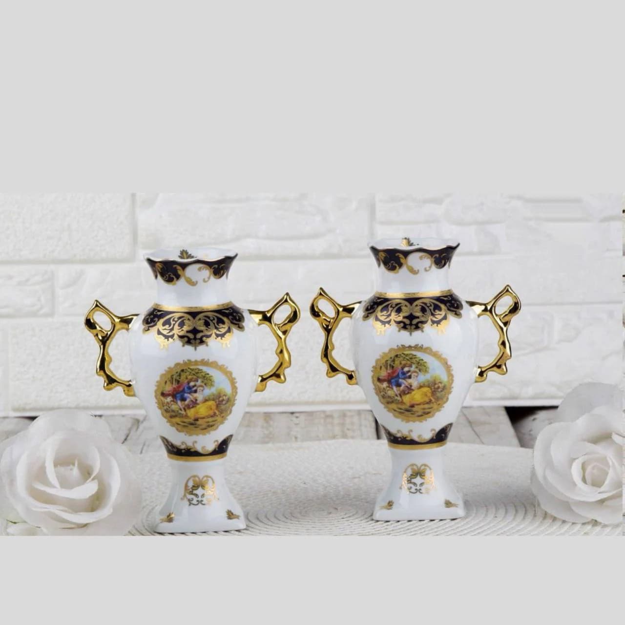 گلدان دسته دار چینی طرح لیلی مجنون کد 8006