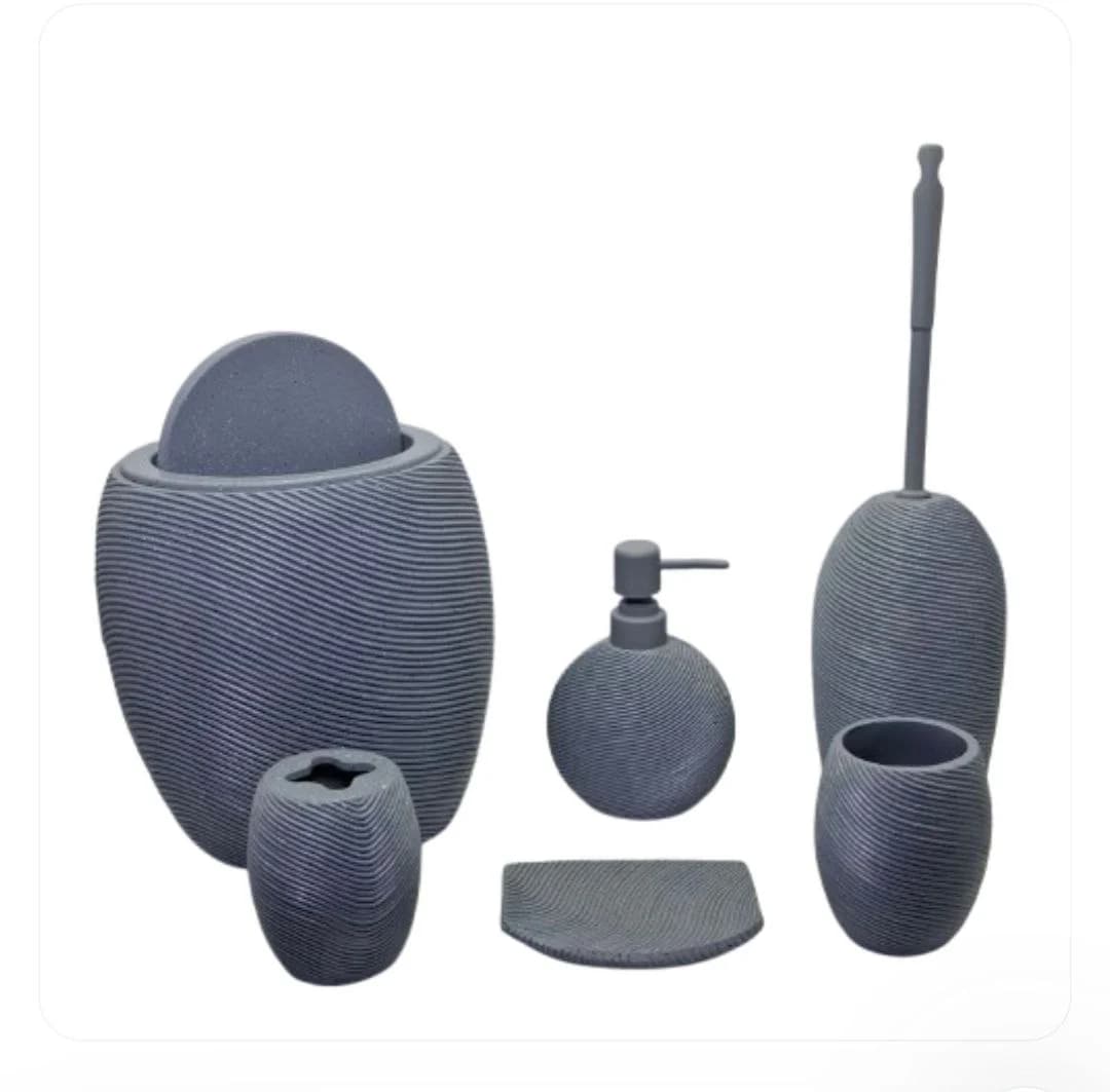 ست سرویس بهداشتی 6 پارچه وارداتی کد 53 رنگ طوسی