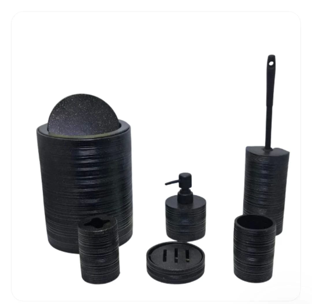 ست سرویس بهداشتی 6 پارچه وارداتی کد 2503 رنگ مشکی