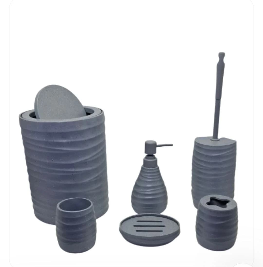ست سرویس بهداشتی 6 پارچه وارداتی کد 2502 رنگ طوسی