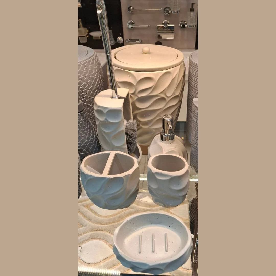 ست سرویس بهداشتی 6 پارچه وارداتی کد 54 رنگ کرم — تصویر ۲