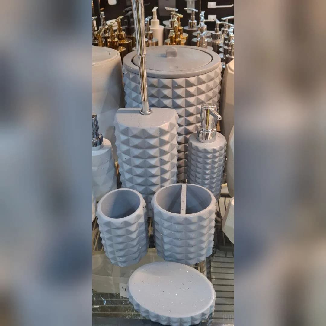 ست سرویس بهداشتی 6 پارچه وارداتی کد 47 رنگ طوسی — تصویر ۲