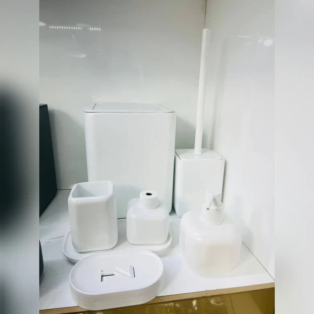 ست سرویس بهداشتی 7 پارچه جنس کورین سخت شکن کد 17420 رنگ سفید — تصویر ۲