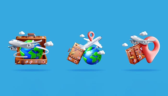 وکتور سه بعدی با مفهوم مسافرت و سفر کردن