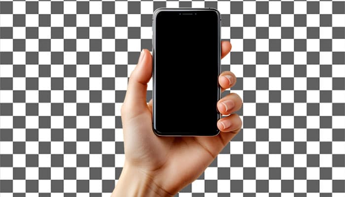 تصویر PNG دست انسان و نگه داشتن موبایل