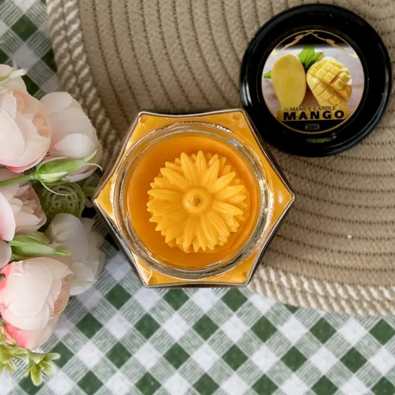 شمع عطری لیوانی بزرگ انبه — تصویر ۲