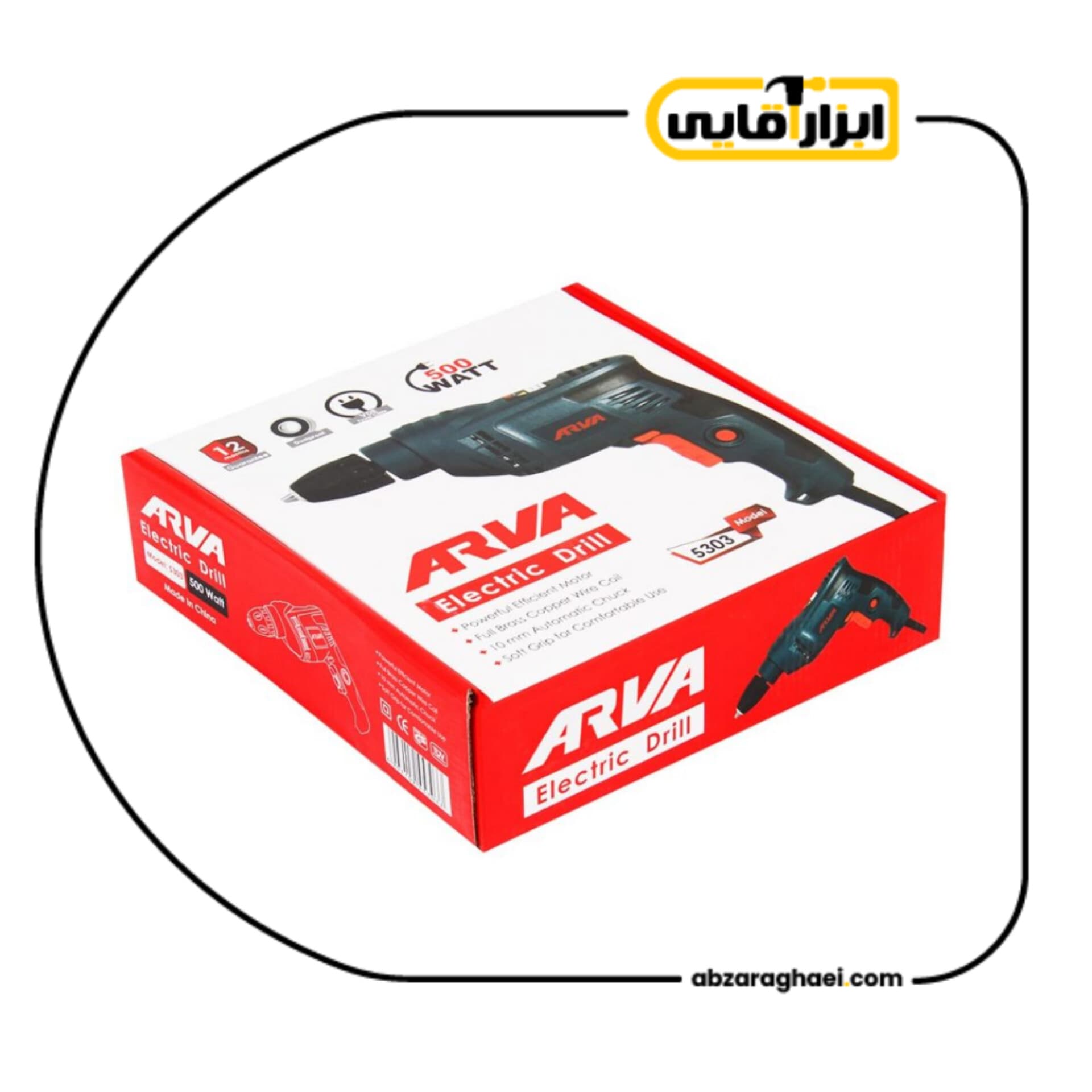 دریل برقی ۵۰۰ وات mm۱۰ اتومات آروا مدل ۵۳۰۳ — تصویر ۴