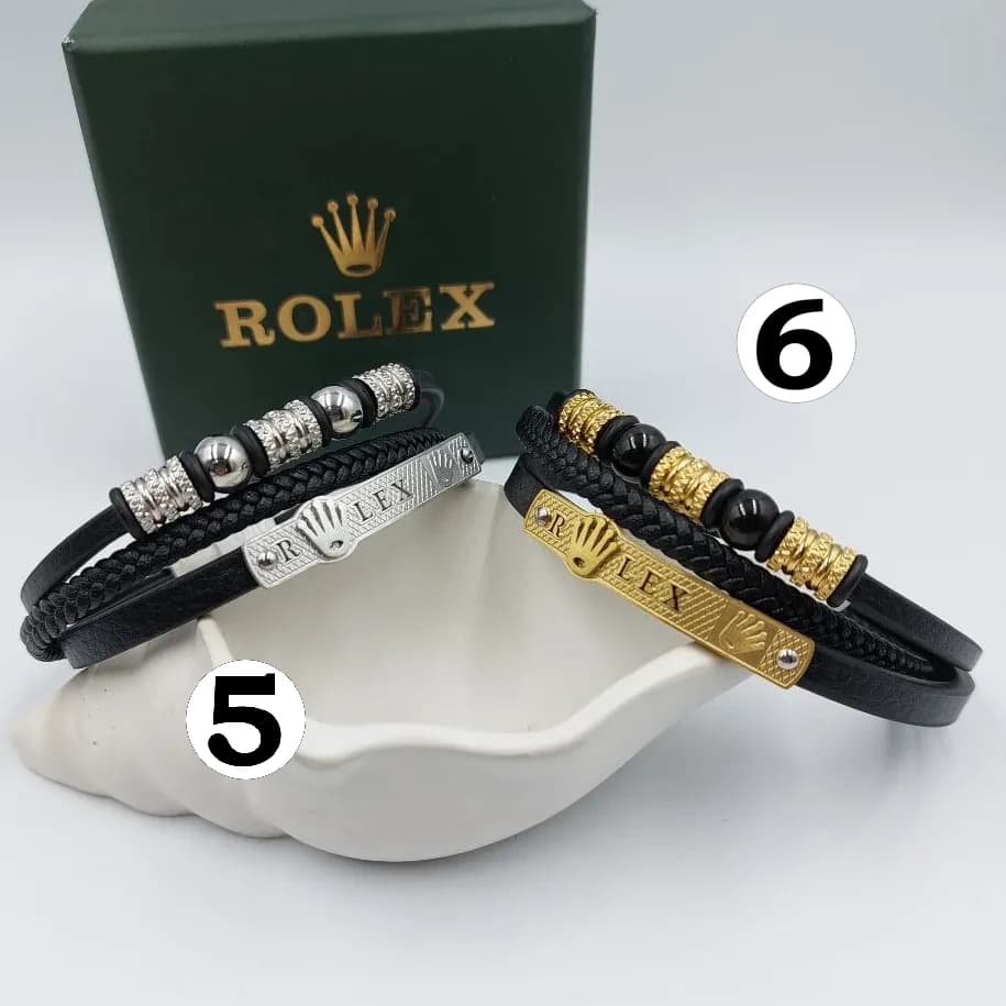 دستبند چرمی رولکس rolex مردانه قفل مگنتی کلاسیک در 6 مدل کد zmp 246596 — تصویر ۲