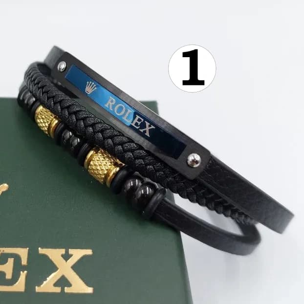 دستبند چرمی رولکس rolex مردانه قفل مگنتی کلاسیک در 6 مدل ‌کد zmp 246596