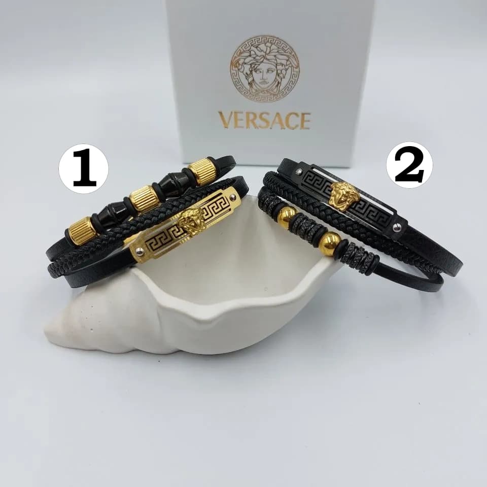 دستبند چرمی ورساچ versache مردانه قفل مگنتی کلاسیک در ۵ مدل ‌کد zmp 246586
