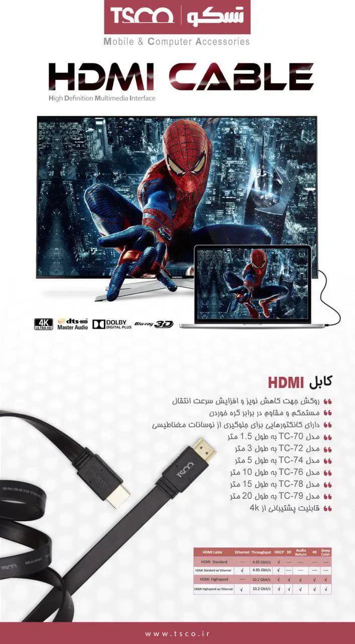 کابل 15 متری HDMI تسکو — تصویر ۸
