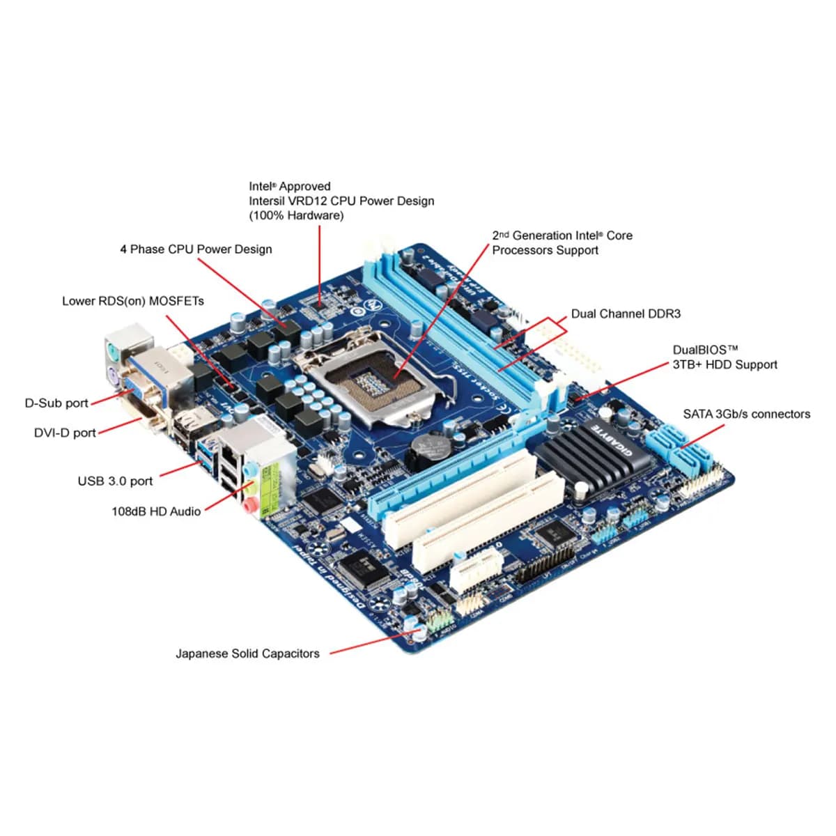 مادربرد گیگابایت GIGABYTE GA-H61M-USB3-B3 — تصویر ۲