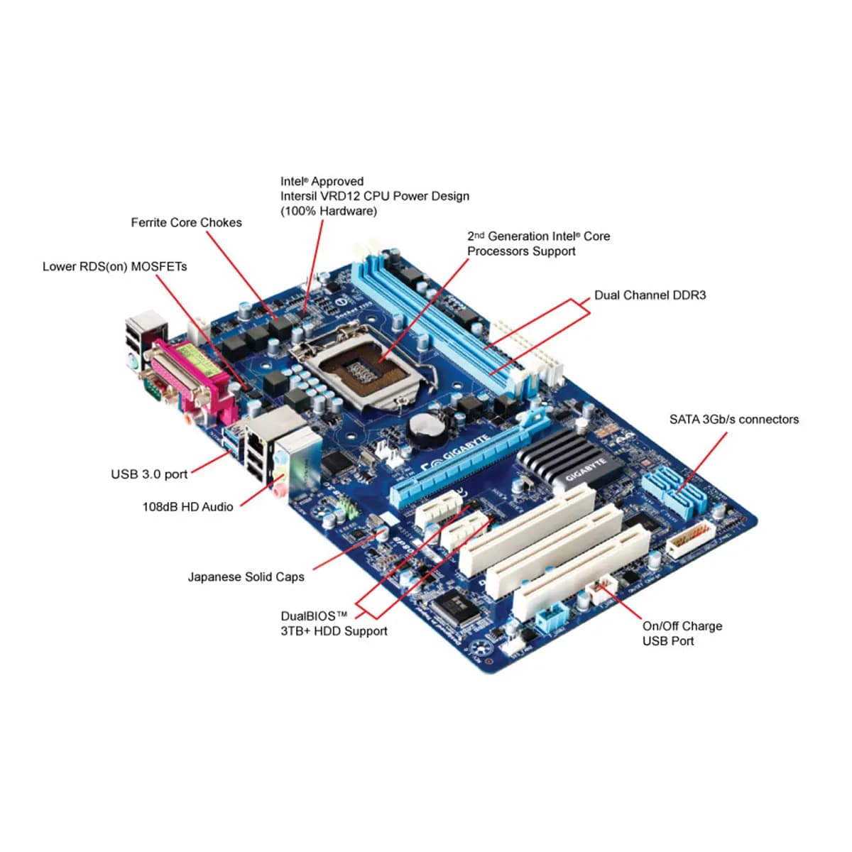 مادربرد گیگابایت GIGABYTE GA-P61-USB3-B3 — تصویر ۲