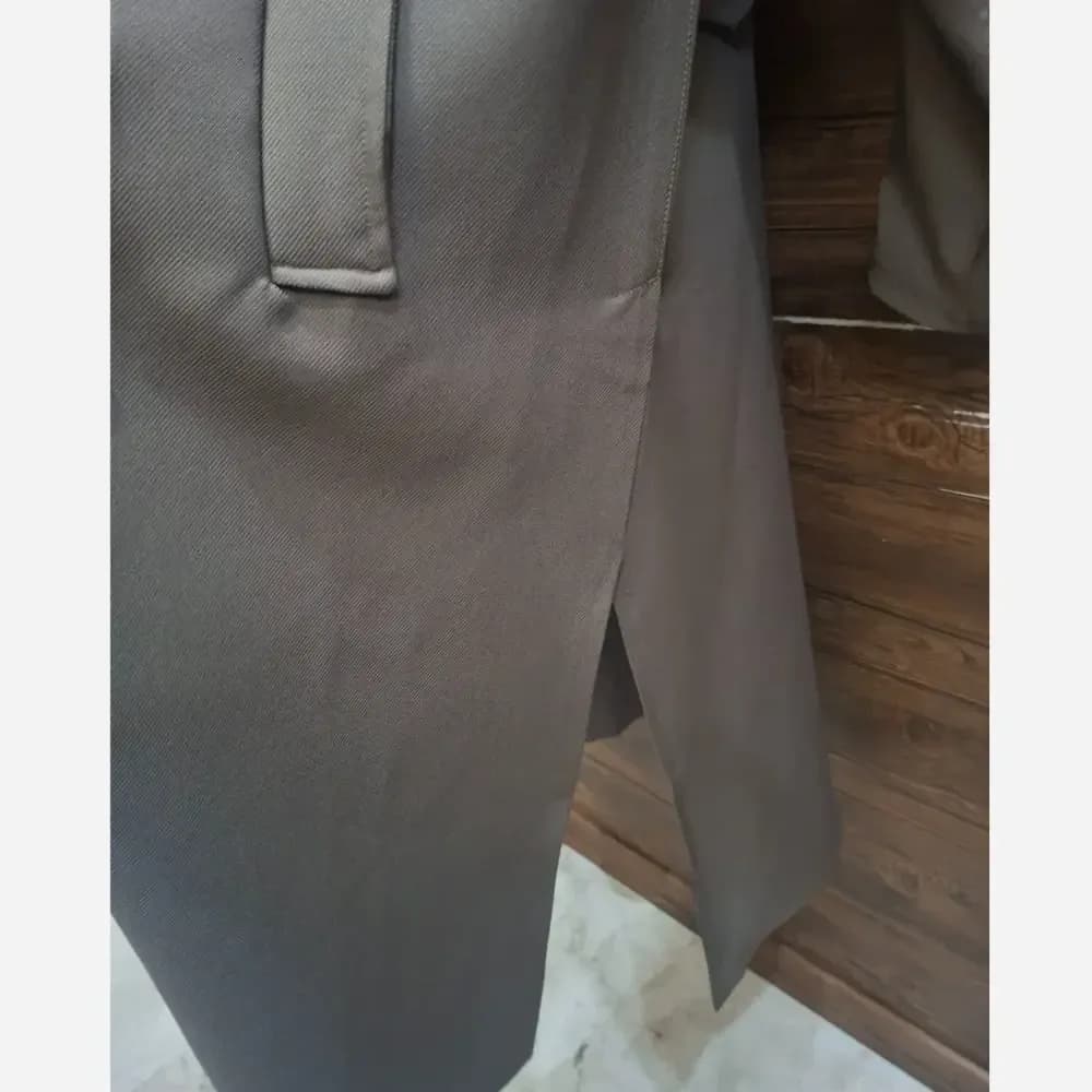 مانتو اورال بلند زنانه و دخترانه کرپ مورگان وارداتی فری سایز کرمی و نسکافه ای — تصویر ۴