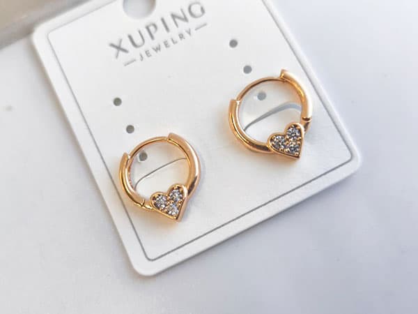گوشواره حلقه ای قلب نگینی ژوپینگ کد 10796 — تصویر ۳