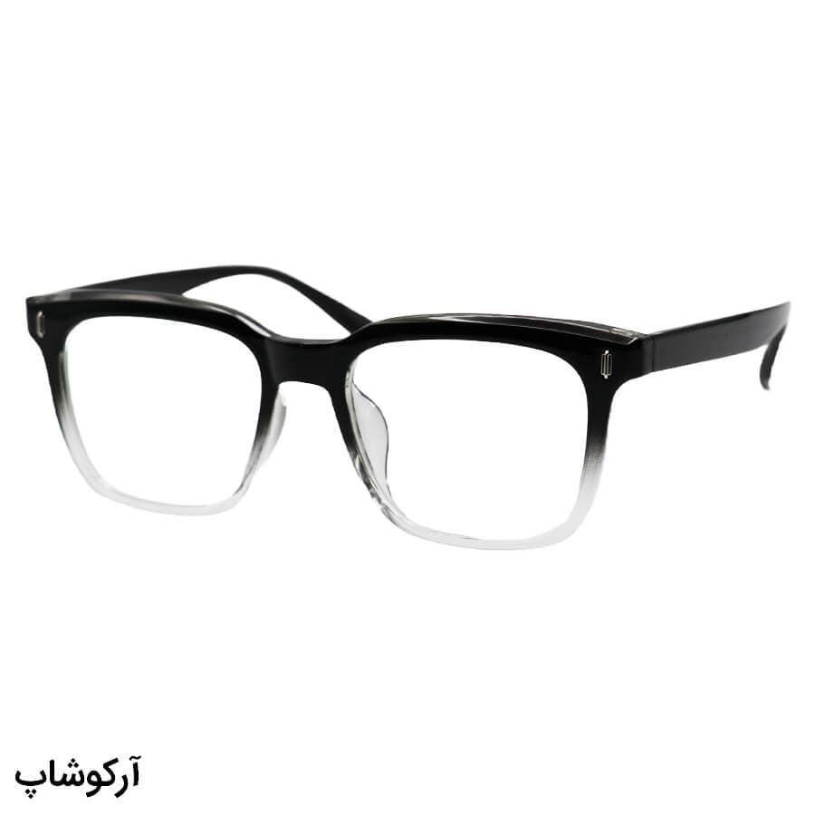 عینک طبی با فریم شکل مربعی، از جنس TR، رنگ مشکی و لنز بلوکات و قابل تعویض مدل TR86012
