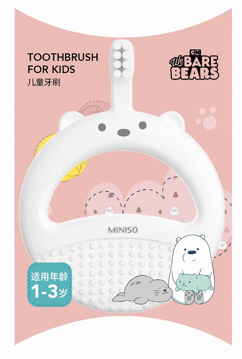 دندان گیر و مسواک مینیسو، مدل We Bare Bears Collection 5.0 Training Toothbrush (Ice Bear)، طرح ما خرسها (خرس قطبی) ، سفید