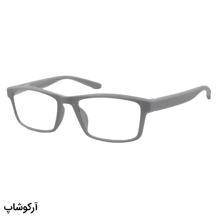 عینک مطالعه نزدیک بین نمره +2.50 با فریم طوسی مات و روشن، شکل مستطیلی و دسته فنردار مدل XS5022