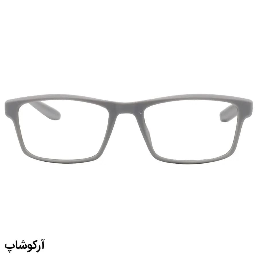 عینک مطالعه نزدیک بین نمره +2.50 با فریم طوسی مات و روشن، شکل مستطیلی و دسته فنردار مدل XS5022 — تصویر ۲