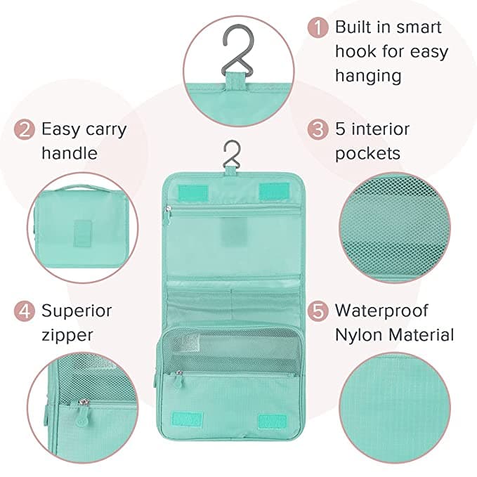 کیف مسافرتی (نظم دهنده چمدان) مینیسو، مدل Miniso Foldable Portable Toiletry Organizer Bags Waterproof Cosmetic Pouch – Green، سبز، 15×21×24سانتی متر — تصویر ۳