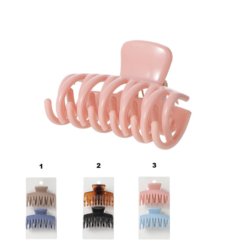 کلیپس مو مینیسو، مدل Solid Color Hair Claw Clip، آبی /صورتی، 2 عددی، 6.5 سانتی متر