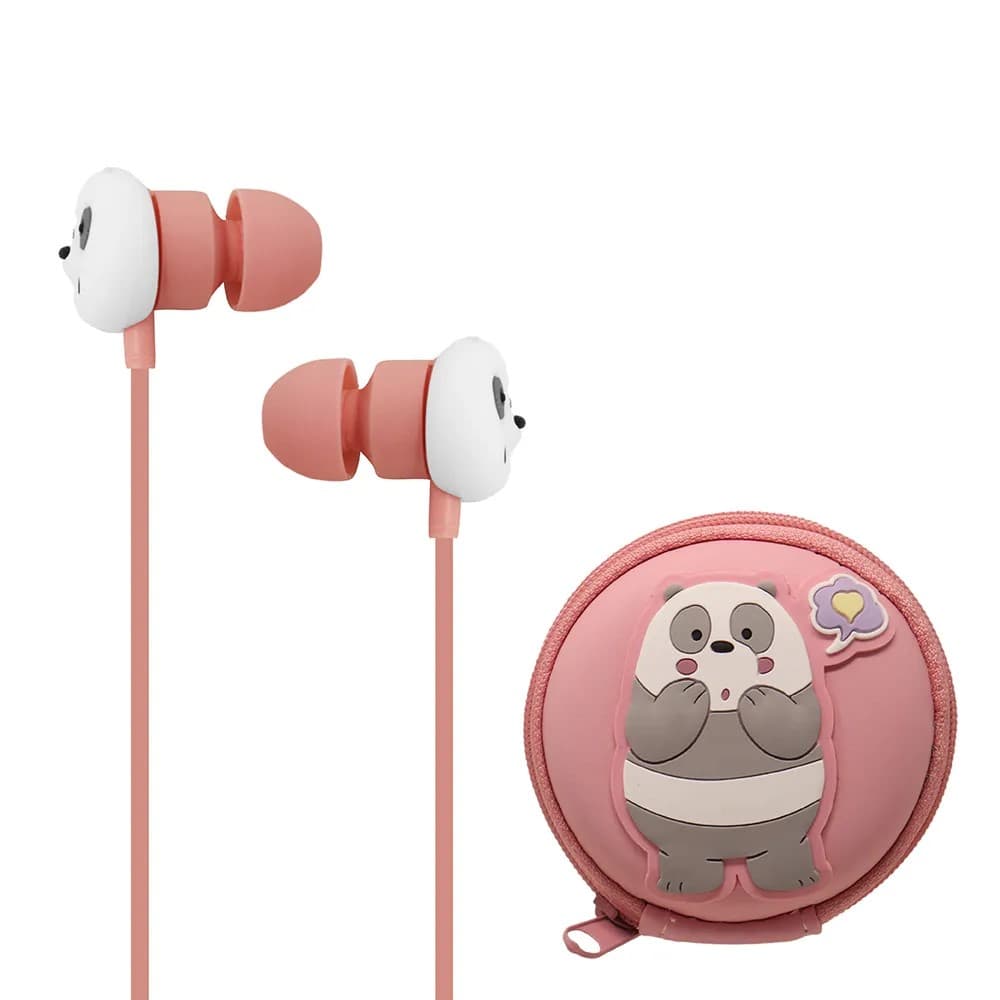 ایرفون مینیسو، مدل Miniso We Bare Bears Collection 4.0 In-ear Earphones with Storage Bag، صورتی، پاندا — تصویر ۳