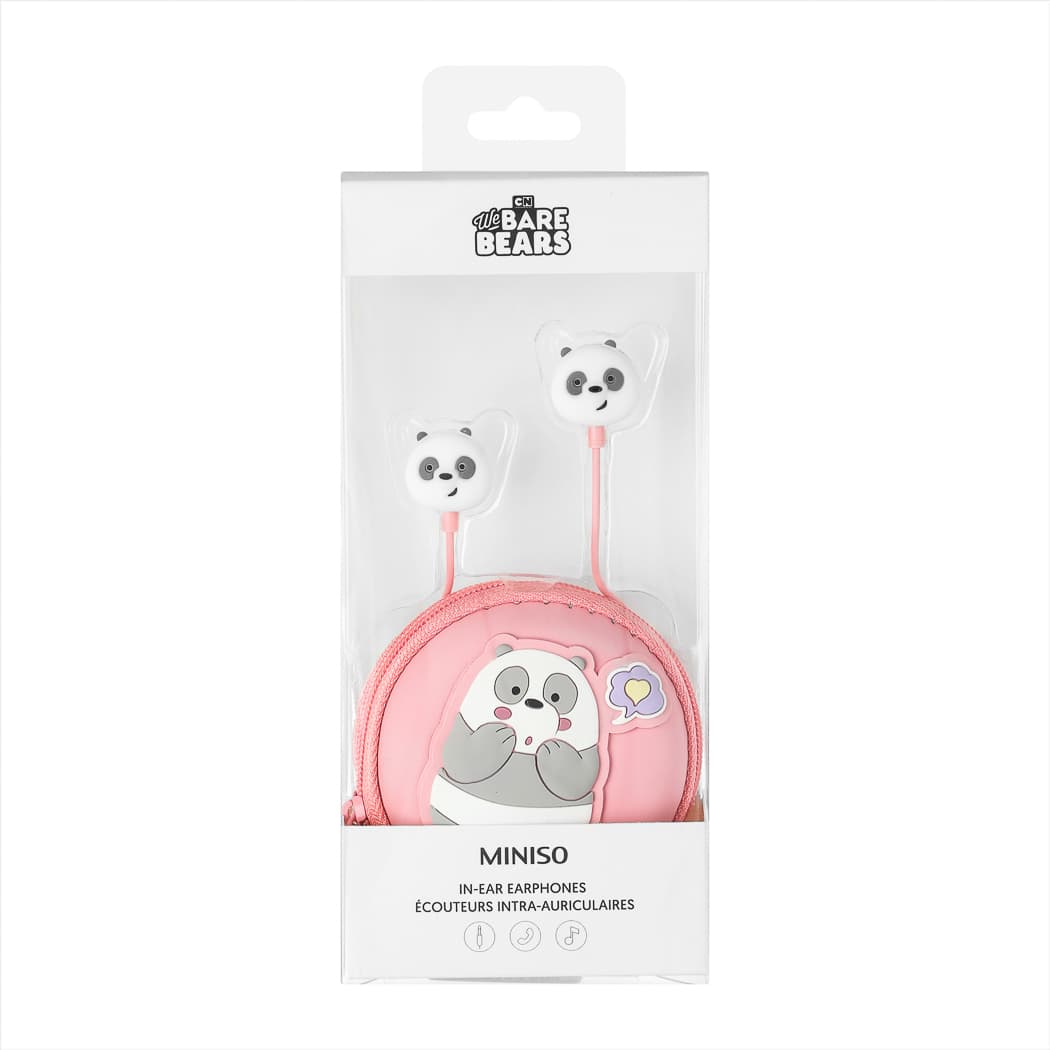 ایرفون مینیسو، مدل Miniso We Bare Bears Collection 4.0 In-ear Earphones with Storage Bag، صورتی، پاندا