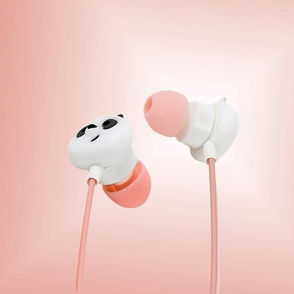ایرفون مینیسو، مدل Miniso We Bare Bears Collection 4.0 In-ear Earphones with Storage Bag، صورتی، پاندا — تصویر ۴
